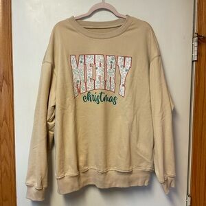 Merry Christmas Beige Sweatshirt